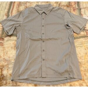 Arc'Teryx Mens Button Up Shirt Beige Short Sleeve Slim Trim Fit Classic Large